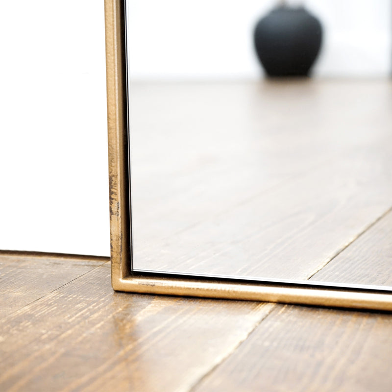 Theo - Full Length Gold Rectangular Extra Large Metal Mirror 190cm x 120cm