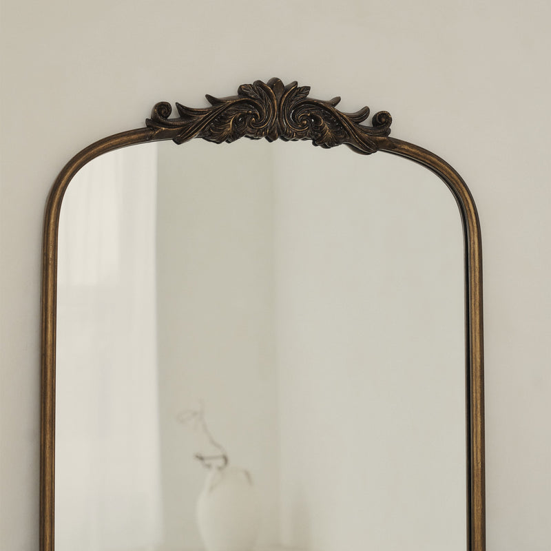 Amelia - Gold Arched Metal Portrait Mirror 100cm x 64cm
